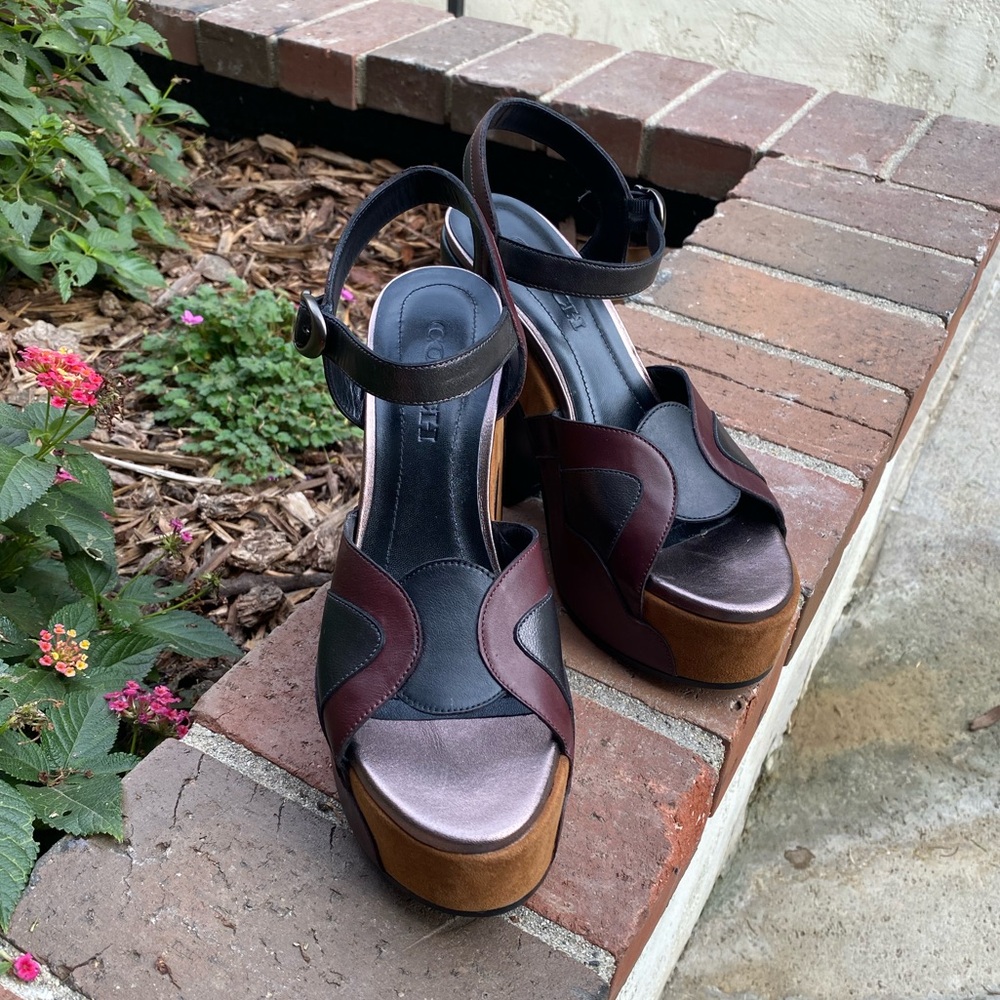 Coach Platform Sandal MXM - 70s style - Mahogany Biscotti Black color block - Picture 3 of 16